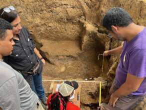 Students working on scale diagrams with Dr. Mayo