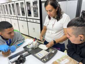 Students learning how to take tool mark impression