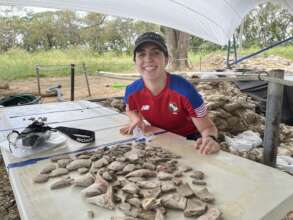 Maria working on ceramics