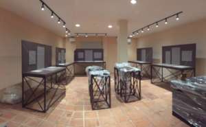 Display panels and bases installed on the tables