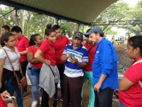 Archaeologist Carlos Mayo with visiting students