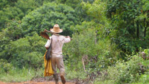 Family farmer going to work