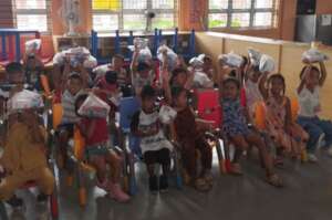 Tanza 1 Daycare Learners with their Health Kits
