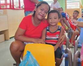 A grateful daycare student and his mom