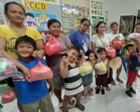Daycare learners with nutrition & hygiene kits