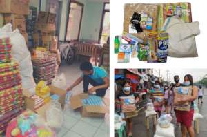Repacking of relief goods for affected families