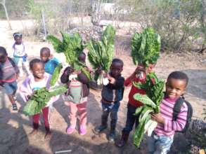 Children receiving food for their families at home