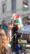 Dr. Mona El-Farra from MECA speaks at London rally