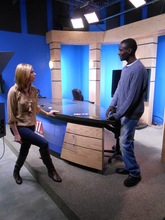 Preparing for TV interview about ZImkids in Alaska