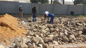 Filling the foundation with rock & rubble
