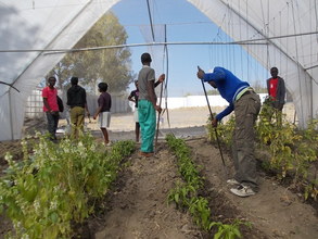 Kids preparing new beds for Chimulia (Kale)