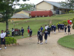 Students heading for the dorms, late day