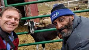 Chris, Steve, and their four legged friend