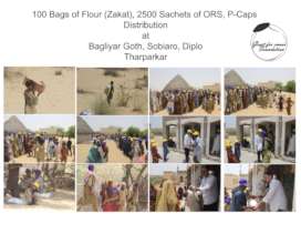 Food distribution at Baglihar Village, Mithi, Thar
