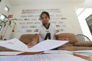 Andy organizing papers