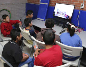 Kids learning from video conference