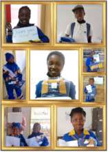 Some learners receiving their new uniforms