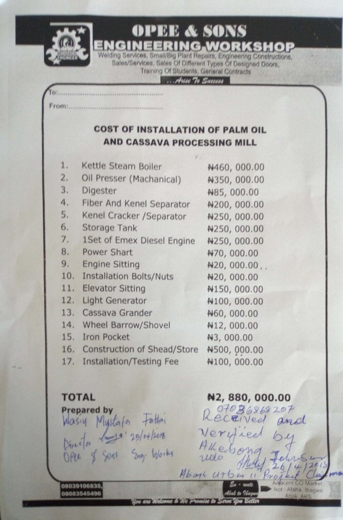 Help Build Processing Machines For 100 Uyo Farmers