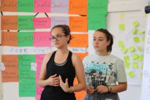 Campers presenting their community ideas