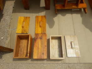 Boxes made from scrap pieces of wood