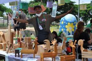 Our wood craftsman excited to sell his pieces!