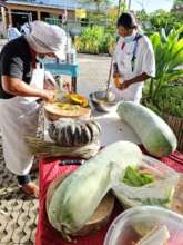 Learning to carve fresh vegetables.