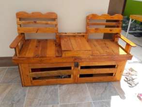 Completed chairs with table and shoe rack.