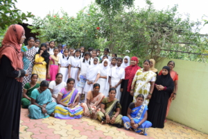Group photos of girls and parents