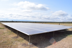 Close up of the solar panels at the borehole