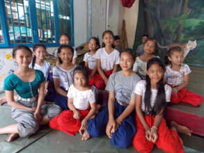 Students taking a break from practice