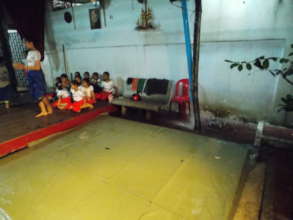 Old roof fails to hold back rain,floods stage area