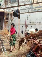 Removing the old thatch roof