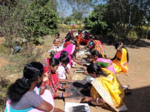 Young women are in incense-stick making training.