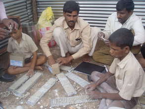 Children learning Chalk Making Process