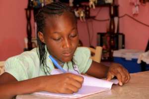 Christie Geffrard doing her homework