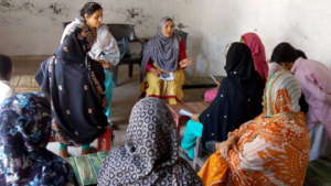 girls education awareness session with mothers