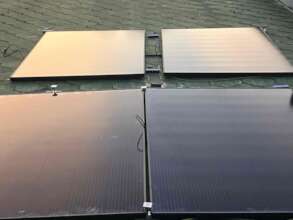 Fully installed panels at sunset, Majagua clinic