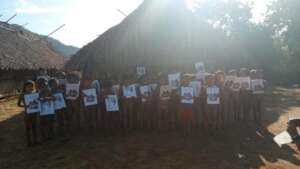 Students & their teacher outside the Kayama school