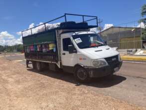 Taking the nets to Betania in the community "bus"