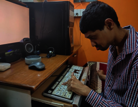 Harsha working from home