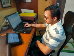 "Nachiket" doing the BSE Forms 'Work from home'