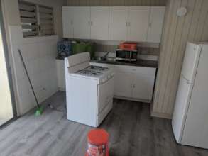 Water running, stove ready to be hooked up