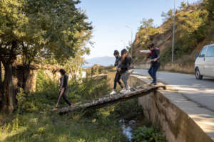 Delivering aid in the Pogradec area