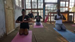Yoga anywhere; even the kitchen