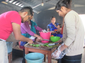 Chopping the chayote (vegetable) for todays class