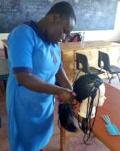 Lilian practicing braiding