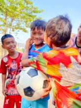 Boys playing soccer