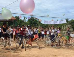 Lining up to start the slow bicycle race
