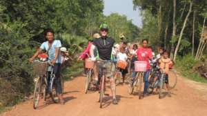 Bicycle practice with one of our great volunteers!