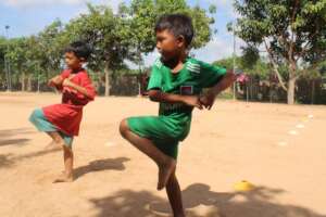 Kids warming up for sports session